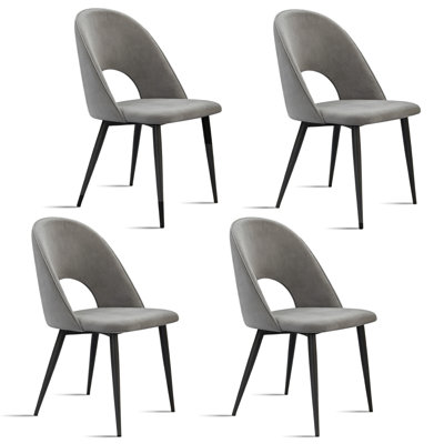 Chaise rembourrée moderne en velours courbé (gris foncé)