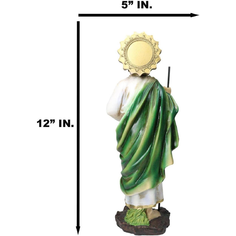 Statue de Saint Jude Thaddeus l'Apôtre avec le Saint-Esprit feu et médaille du soleil 12 "H
