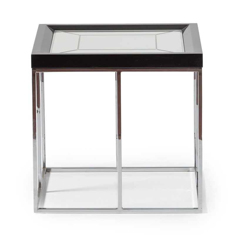 Carmela Mirrored Glass Tray Top End Table