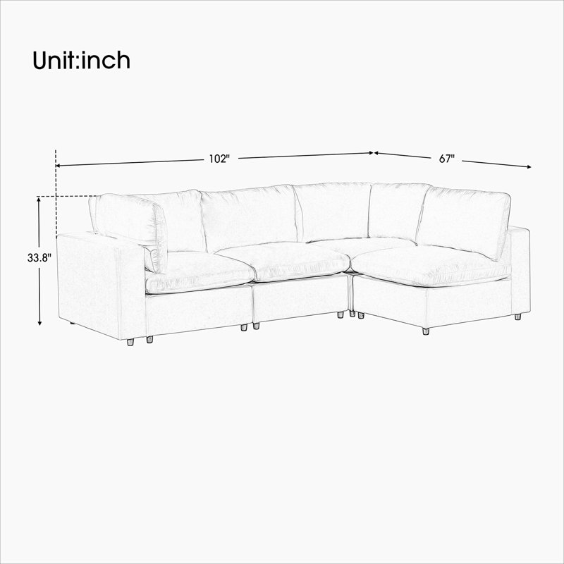 Upholstered Modular Sofa with USB Charge Ports,Wireless Charging and Built-in Bluetooth Speaker