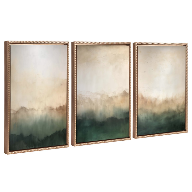 «Green Mountain Abstract I, II and III» par Amy Lighthall, ensemble d'art mural sur toile encadrée
