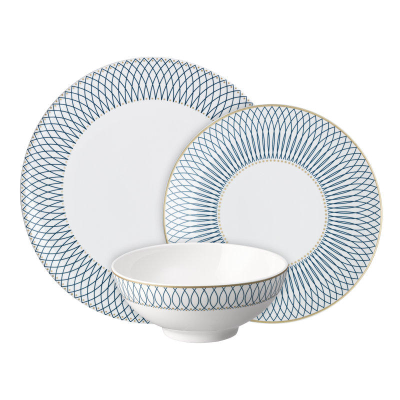 Denby Porcelain Modern Deco China Dinnerware - Set of 12
