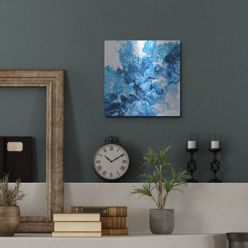  «Abstract Pouring O» par Jean Plout, art mural en métal, 12 po x 12 po, H 12 po x l 12 po
