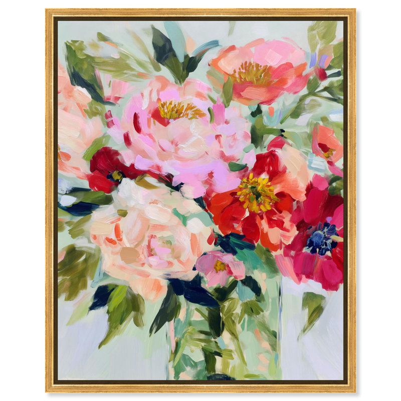 «Bloom in Acrylique I», impression sur toile printanière par Art Remedy, H 21 po x l 17 po, Cadre doré