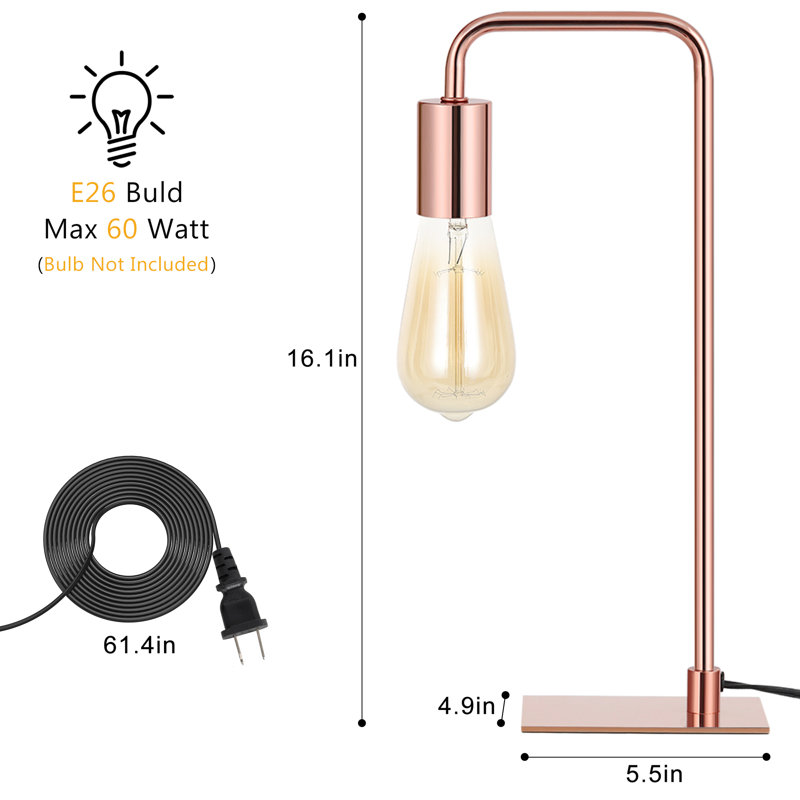 Metal Desk Lamp, Rose Gold