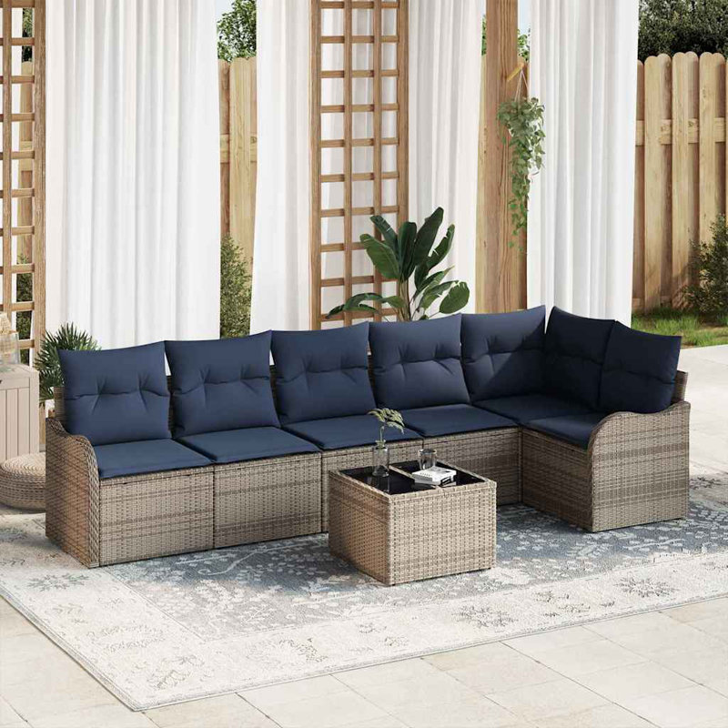 Ensemble de canapé de jardin vidaXL, Coussin bleu marine / structure grise