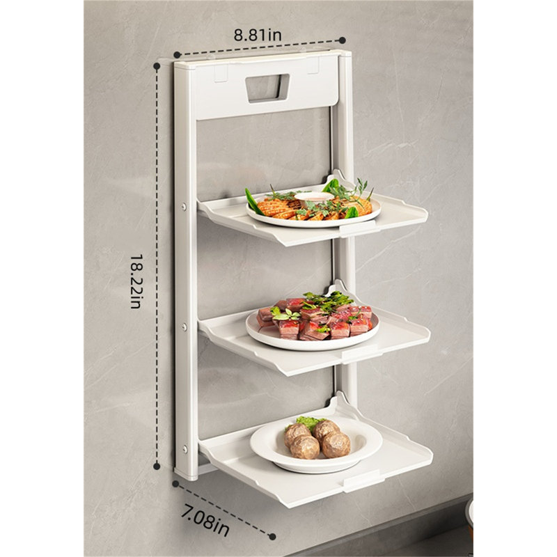 Support de rangement à trois niveaux pour ventouse pliable, Blanc