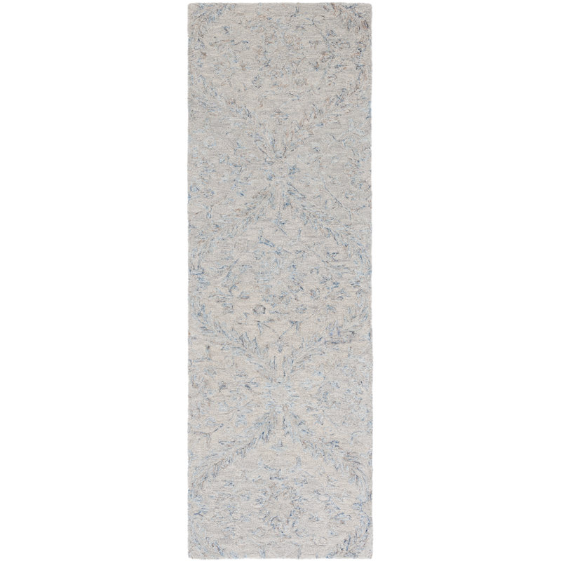 Earlville Micro-Loop Hand Tufted Wool And Cotton With Latex Damask Rug, Runner 2'3" x 7'