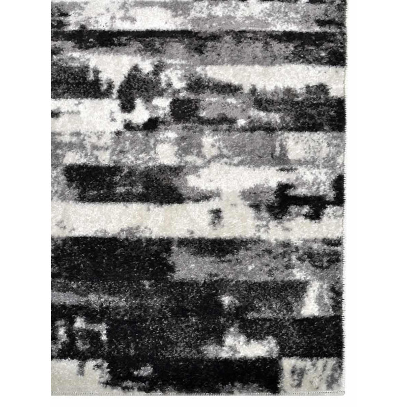 Machine Made Heatset Polyproplyene Area Rugs - Runner, Silver Color, Abstract Modern Design, Low Pile Machine Made Area Rugs for Living Room, Bed Room 