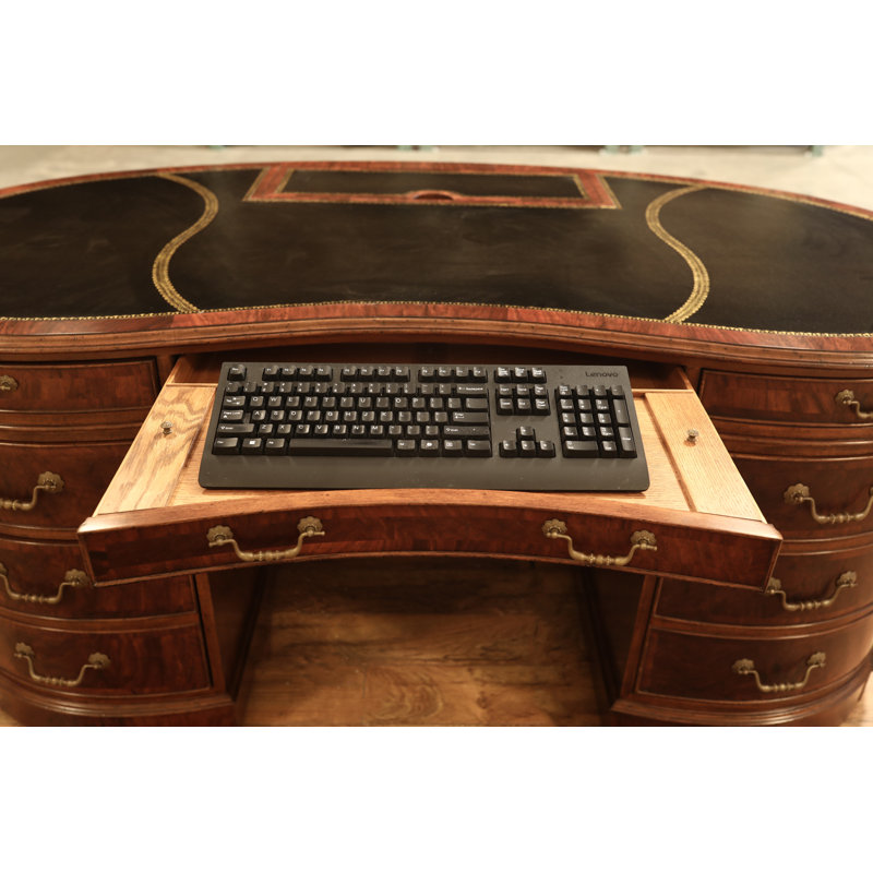 Walnut Kidney Shaped Desk With Leather Top