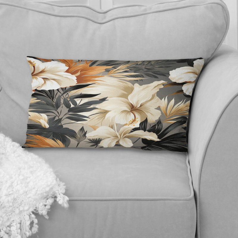 Neutre Mirage motif tropical I - coussin floral en polyester