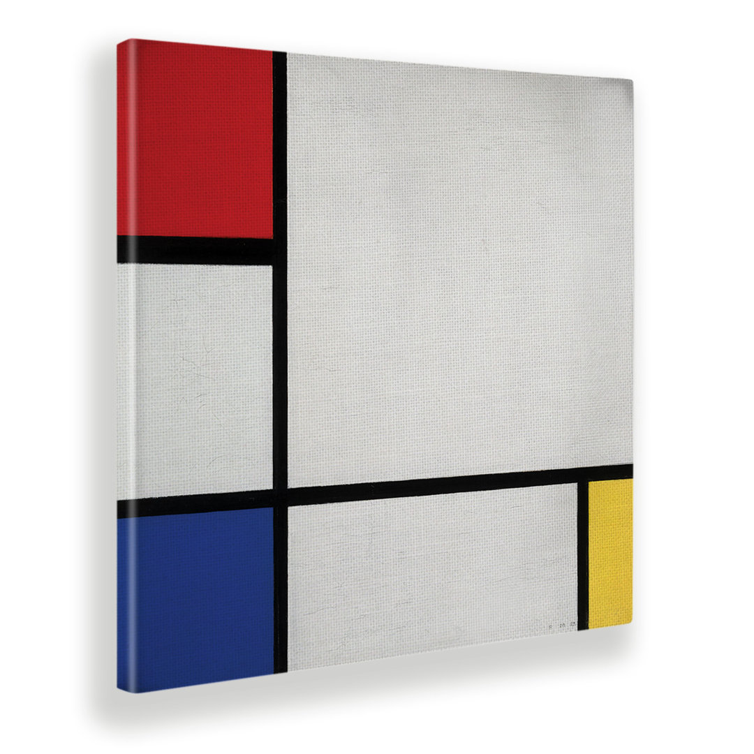 Wandbild Komposition Nr. 9 mit Rot Blau und Weiß von Piet Mondrian