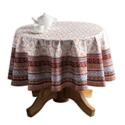 Ikat 100% Cotton Round Christmas Tablecloth