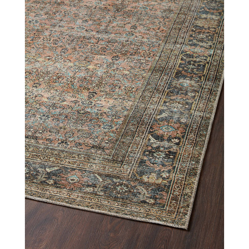 Adrian Terracotta and Charcoal Polyester Oriental Rug