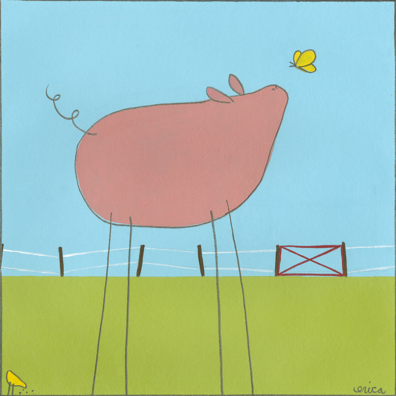 Stick-Leg Pig I - Wrapped Canvas Art Prints, 76cm H x 76cm W x 3.8cm D