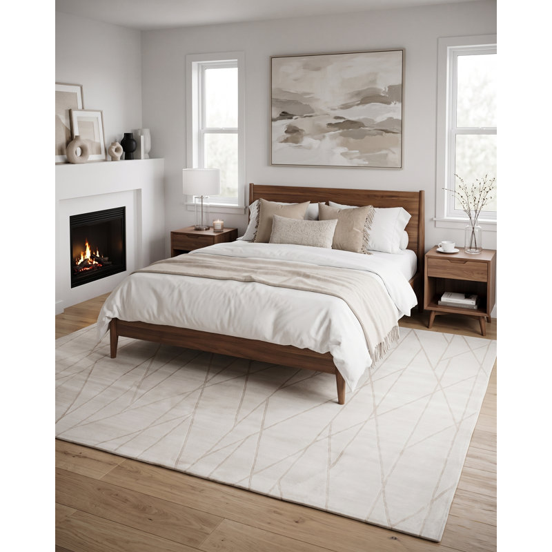 Sarila Geometric Area Rug in White, Rectangle 7'7" x 10'9"