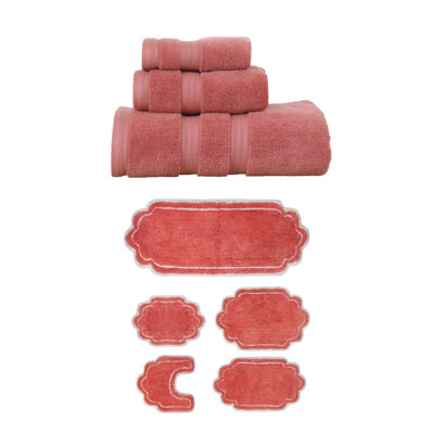 Talbert Collection 100% Soft Cotton 3 Pc Towel Set & 5 Pc Bath Rug Set, (Set of 8), Turquoise