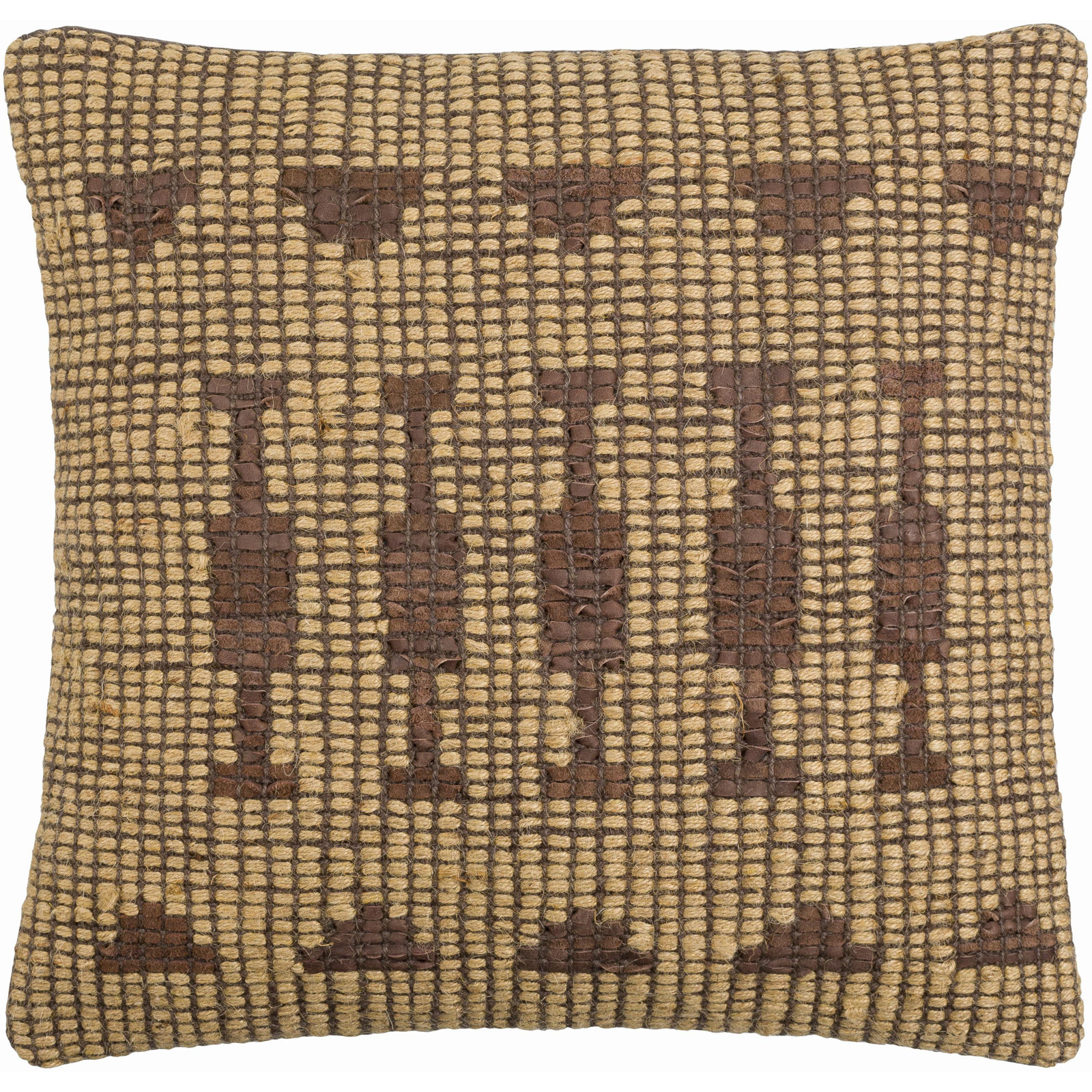 Twareg Geometric Jute / Sisal Throw Pillow, 18"H x 18"W, Down Blend