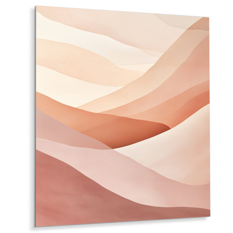 Blush Minimal Layers - abstrait minimaliste en métal, impression sur métal moderne, L 12 po x H 20 po