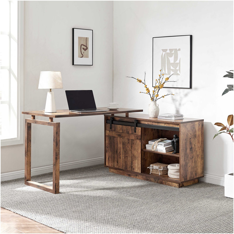 Bureau en forme de L, Brun