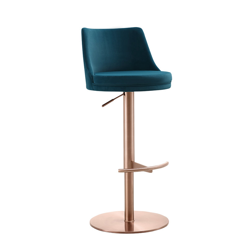 Tabouret tournant à hauteur réglable Viverette, Bleu/or rose