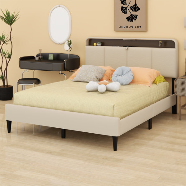 Latitude Run® Upholstered Platform Bed With Storage Headboard, Sensor ...
