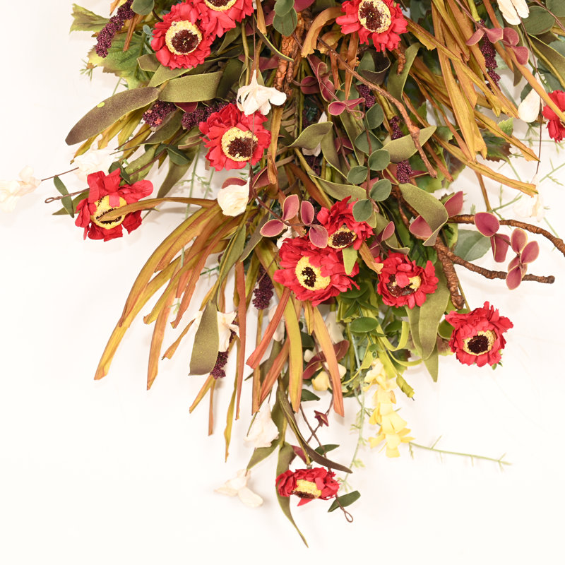 Guirlande florale 24 po 24 po, Rouge / Vert