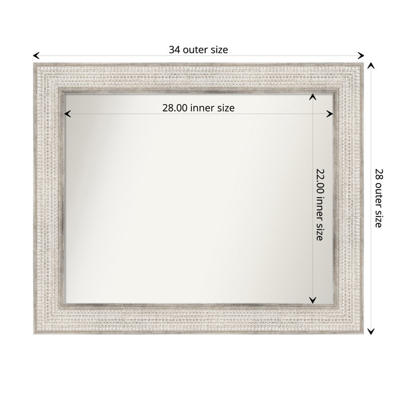 Trellis Silver Wood Rectangular Bathroom Wall Mirror