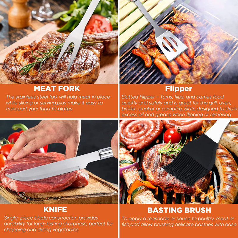 Commercial Chef 10 Piece BBQ Grill Set - Grill Accessories