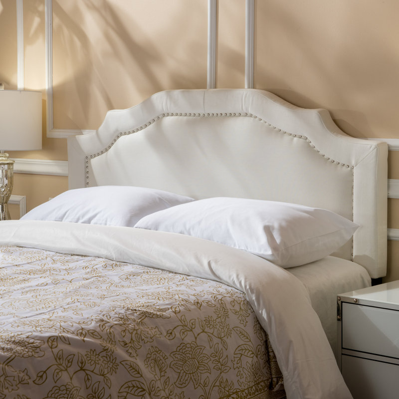 Tête de lit tapissier de grand lit, tête de lit en bois massif avec pieds en métal durables, tête de lit grand à hauteur réglable avec garniture cloutée dans la chambre à coucher