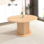 Élégante table de salle à manger ronde, en bois d'hévéa, avec un piètement hexagonal texturé et extensible, idéale pour les réunions de famille. Table ajustable à 6 places, concave et convexe.