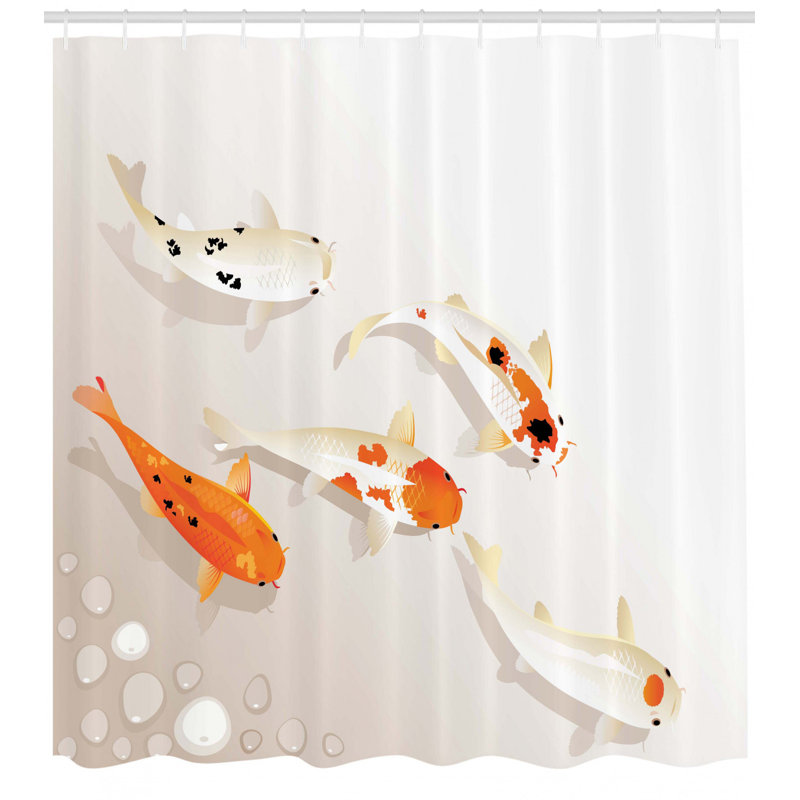 Rideau de douche simple koi carps décoration, H 84 po x l 69 po