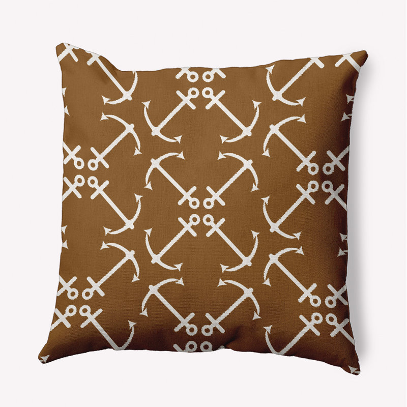 Housse et insert de coussin carré extérieur Anchor Up, Brun, H 20 po x l 20 po