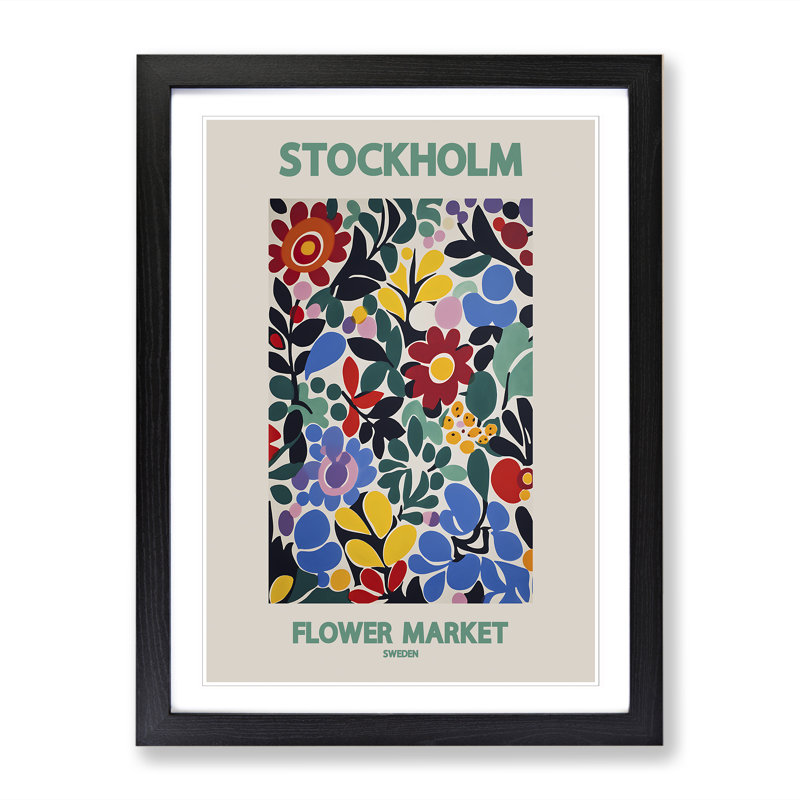 Stockholm Flower Market Exhibition 6 1 Piece Single Picture Frame Wall Art, 34cm H x 25cm W x 2cm D