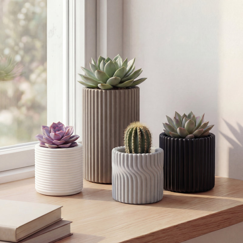 Ensemble de 4 vases Noa, Neutre monochrome mat