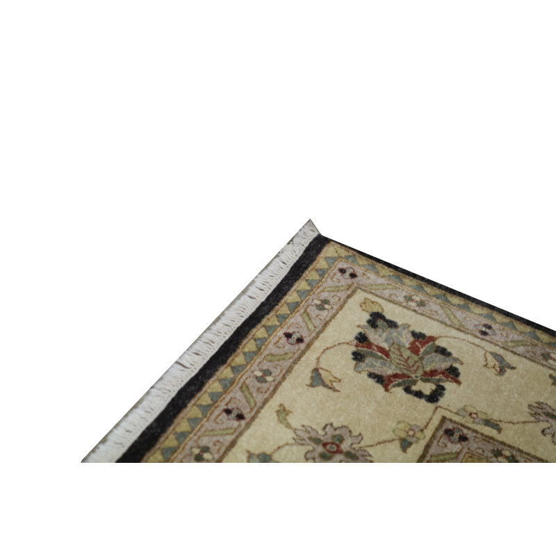 Hand-Knotted High-Quality Black and Cream Area Rug