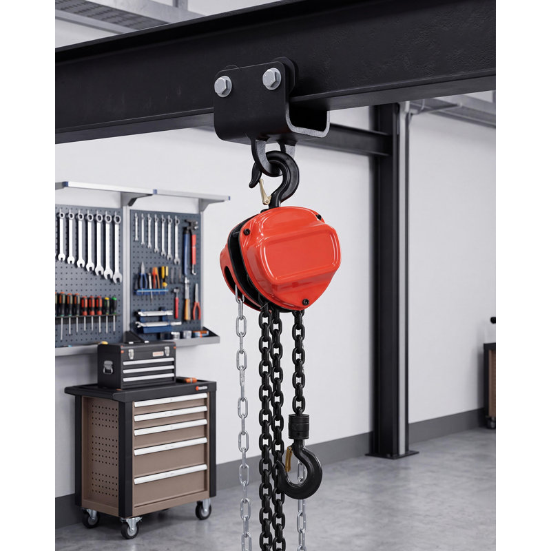 Palan à chaîne manuel 0,5 tonne – Capacité de 500 kg, hauteur de levage de 3 m, chaîne en acier allié G80, frein autobloquant, crochets pivotants à 360° pour garage, atelier et chantier