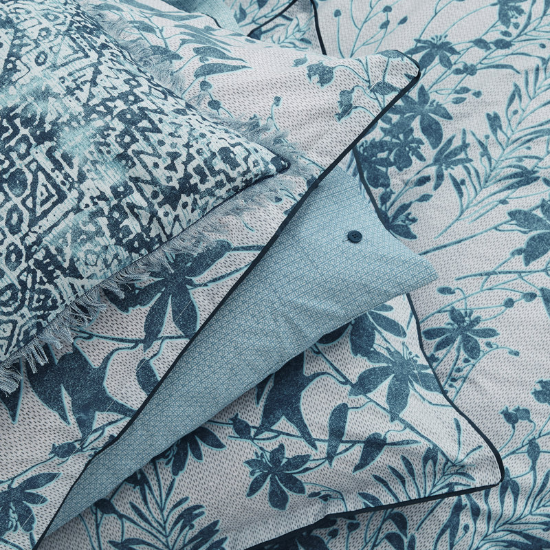 Mieko Pairs Teal & Silver 100% Cotton Square Oxford pillowcase