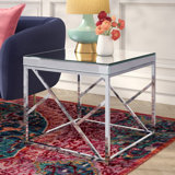 Flori Mirrored Glass Top End Table