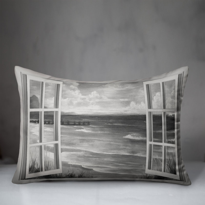 Outdoor Reversible Throw Pillow, Gray