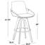 Tabouret de bar à hauteur fixe avec pivot en bois noir et similicuir avec repose-pieds rond en métal - ensemble de 2