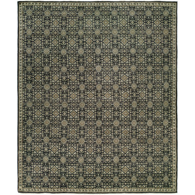 Tapis vert en laine noué à la main Kamila