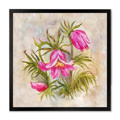 «Pink Pulsatilla Spring Flower», art mural traditionnel sur toile