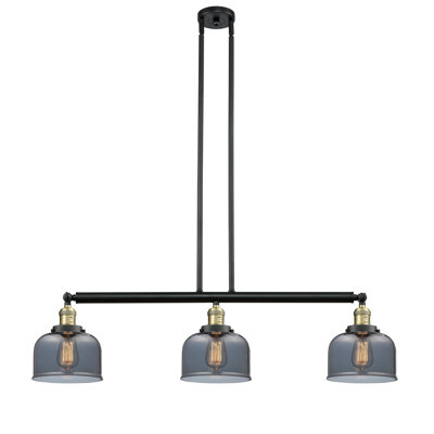 Jebediah 3-Light Metal Kitchen Island Pendant with Glass Shades 