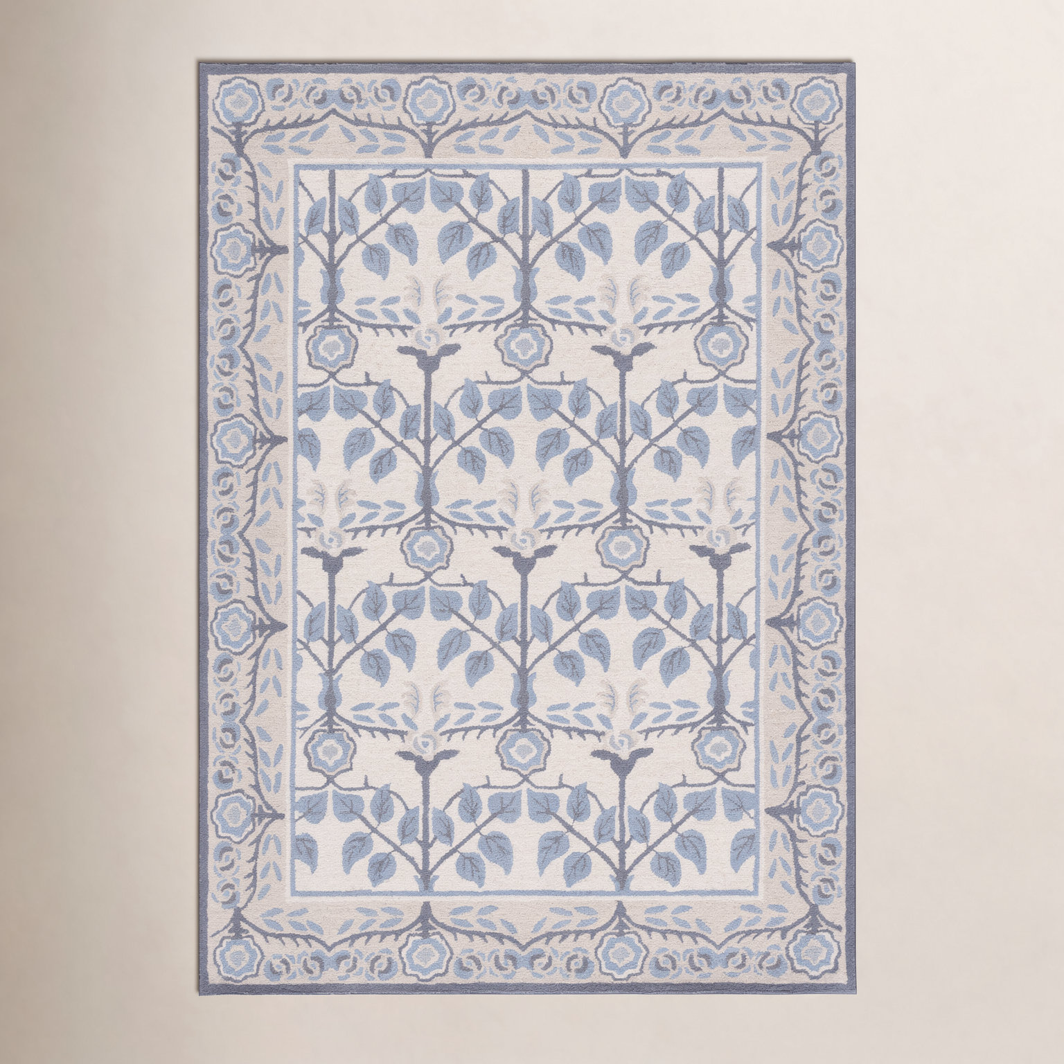 Hand-Tufted Wool Floral Outdoor Rug, Rectangle 9' x 12'