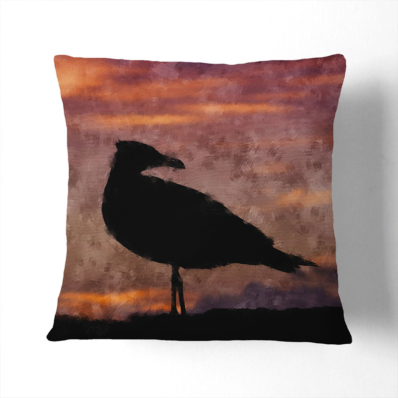 Seagull and Purple Sunset Scatter Cushion, 40cm H x 40cm W x 15cm D
