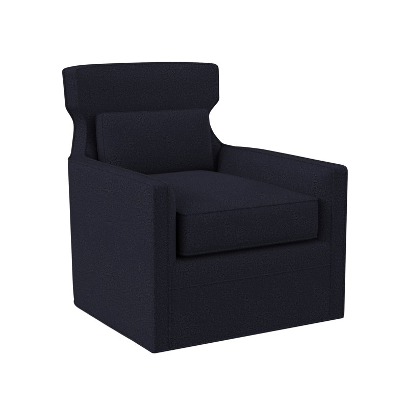 Fauteuil pivotant Whitney, 100% polyester bleu marine de Venise
