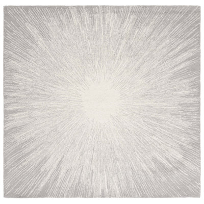 Tapis en laine / coton Hanayo touffeté à la main en argent / ivoire