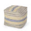 Pouf carré fabriqué à la main, mélange de laine bleu naturel, 16 po x 16 po x 16 po