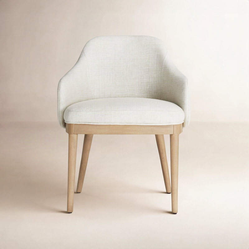 Chaise rembourrée en bois massif Perkins, Bois naturel